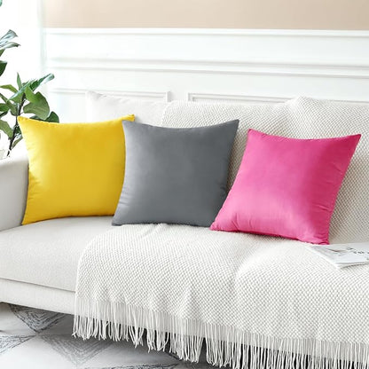 Artscope Luxury Velvet Pillow Covers Decorative Square Pillowcases Soft Solid Cushion Cases for Couch Sofa Bedroom Car Decor 22x22 Inch Graphite Grey