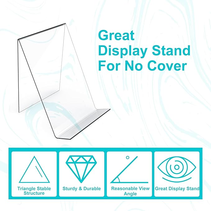 Boloyo Acrylic Book Stand Without Ledge,6 Inch 6PC Clear Acrylic Display Easel Transparent Display Stand Holder Tablet Holder for Displaying Pictures,Books,Artworks, CDs