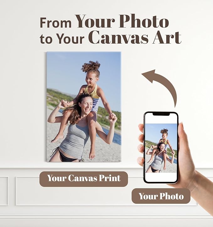 TreeDeal Custom Canvas Prints with Your Photos, Framed 16” x 24” Personalized Pictures Print, Customized Photo to Canvas Wall Art Ideal for Home Decor Gift Wrapping Pets Family Baby Wedding