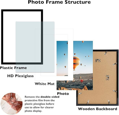19x25 Picture Frame with 16x22 Mat Set of 2, Display Photo 16x22 with Mat or 19 x 25 Without Mat, Wall Hanging Large 19 by 25 Poster Frame with Plexiglass, 2 Pack, Black
