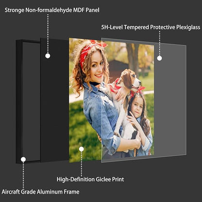 jenesaisquoi Upload Your Photo Image Custom Personalized Photo to Poster Printing Home Decor Wall Art Prints (Black Frame, 16" x 16")