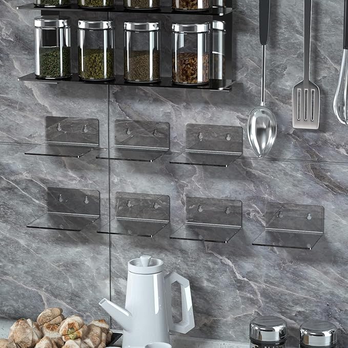Acrylic Wall Shelves for Storage,Floating Shelf,Clear Display Shelves,Ledges for Pop Figures Plant Organizer for Toy Games Spices Perfumes Picture Photo for Bedroom Decor Living Room