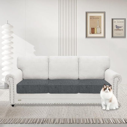 MAXIJIN Waterproof Couch Cushion Covers Stretch Sofa Seat Slipcovers Washable，Sectional Outdoor Cushion Covers with Elastic Bottom for Dogs Pets Kids (3 Pc Cushion Cover, Light Gray New)