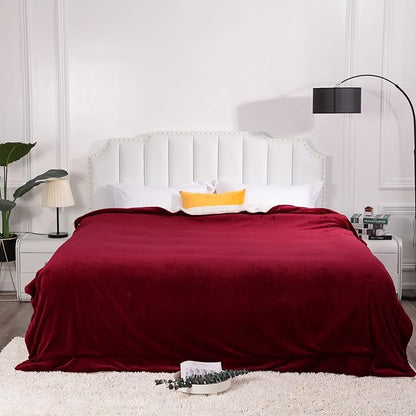NANPIPER King Size Sherpa Blanket, Soft Fleece Throw for Bed, Reversible Thick Fuzzy Blanket for Winter (Wine Red, 90x108 inches)