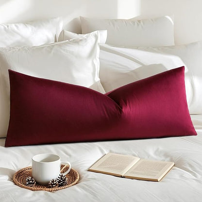 Artscope Luxury Velvet Lumbar Pillow Cover Super Soft Decorative Rectangle Throw Pillow Covers Case Cushion Covers for Sofa Couch Bedroom Car Decor 14x36 Inch Wine Red