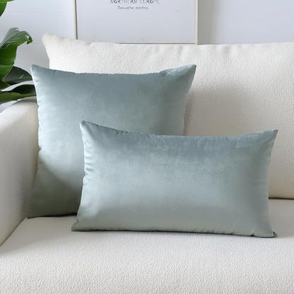 Artscope Luxury Velvet Pillow Covers Super Soft Decorative Square Throw Pillow Covers Case Cushion Covers for Sofa Couch Bedroom Car Decor 22x22 Inch Light Grey