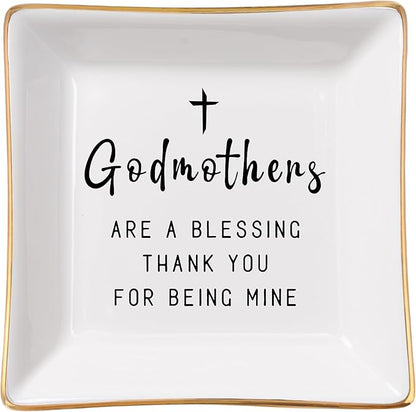 Godmother Gifts from Godchild, Gifts for Godmother Trinket Ring Dish - Godmothers...Thank You for Being Mine, Birthday Christmas Mother's Day Gift for Godmother