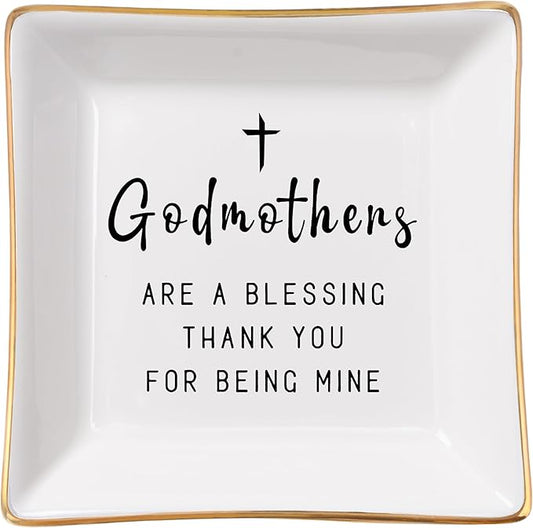 Godmother Gifts from Godchild, Gifts for Godmother Trinket Ring Dish - Godmothers...Thank You for Being Mine, Birthday Christmas Mother's Day Gift for Godmother