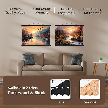 Travelization Magnetic Poster Hanger 24” Poster Frame with Strong Magnets, Complete Hanging Kit for Art, Maps, Pictures, and More, Fits 24x17, 24x20, and 24x36, Black