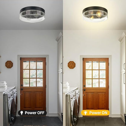 Flush Mount Ceiling Light Fixtures, 2-Light Farmhouse Light Fixtures Ceiling Mount with Seeded Glass Lampshade, Industrial Flush Mount Light Fixture Farmhouse for Hallway, Kitchen, Entryway and Foyer
