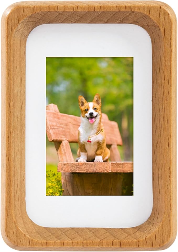 TEYCLZORE 3 inch Wood Small Picture Frames, Natural Beech Wooden Photo Frame, Desktop Cute Mini Small Photo Frame with Mat, Displays 1.2x2 Picture with Mat or 2x3 Without Mat for Tabletop Display