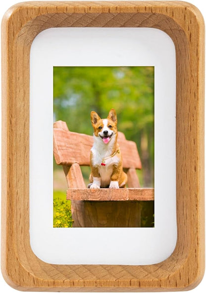 TEYCLZORE 3 inch Wood Small Picture Frames, Natural Beech Wooden Photo Frame, Desktop Cute Mini Small Photo Frame with Mat, Displays 1.2x2 Picture with Mat or 2x3 Without Mat for Tabletop Display