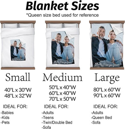 Dad Gifts Personalized Gifts from Daughter Custom Blankets with Photos and Text Multiple Colors Sizes Soft Flannel Gifts for Men Birthday Gifts for Dad