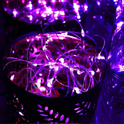 OakHaomie 6 Pack Fairy Lights Battery Operated No Remote LED Starry String Lights 30 Micro Starry LEDs on 10ft Copper Wire Light for DIY Wedding Centerpiece Table Decorations (Purple)