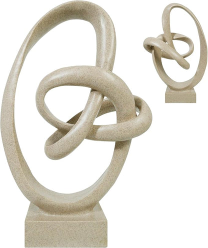 Knot Sculptures, Modern Coffee Table Statues, Abstract Center Piece for Home Office, Dining Living Room Desk Decor, Bookends, 15.5 x 10.5 inch, Sandstone