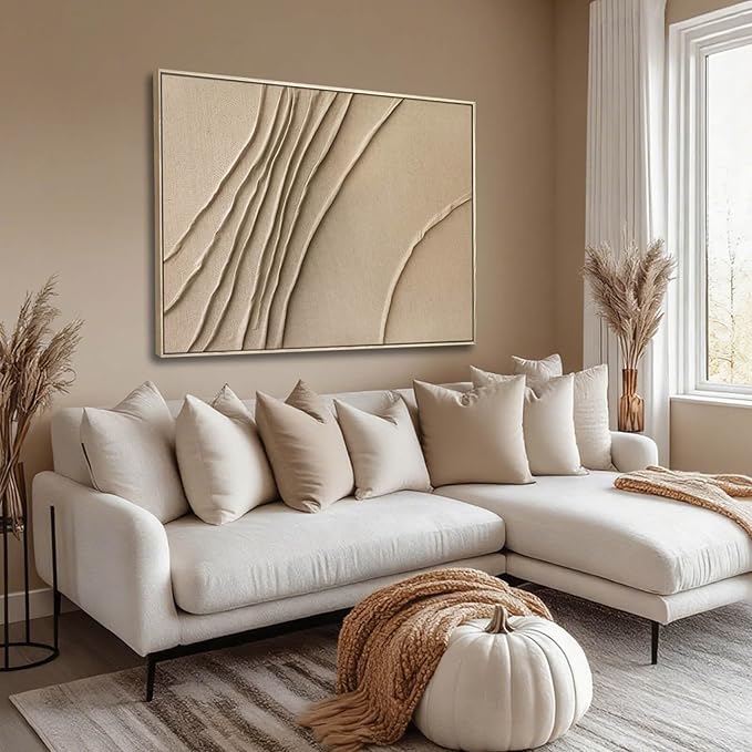 LEVERUP Abstract Painting Posters Art Brown Wall Artwork Minimalist Wall Decor for Dining Room Bedroom Office 32×40 Inchs Office Decorations Wall