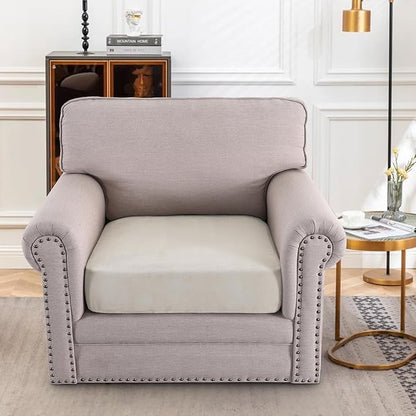 H.VERSAILTEX Suede Armchair Cover Stretch Couch Cushion Covers Sectional Sofa Cover Pet Couch Covers for Sofa Washable(1 Piece Chair Cover, Natural)