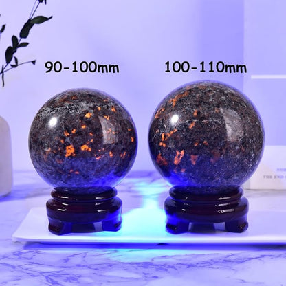 Large Yooperlite Sphere Natural Yooperlite Stone Healing Crystal Ball with Stand Energy Meditation Decor 100-110mm/3.9-4.3"