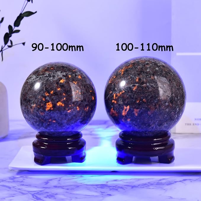Large Yooperlite Sphere Natural Yooperlite Stone Healing Crystal Ball with Stand Energy Meditation Decor 90-100mm/3.5-3.9"