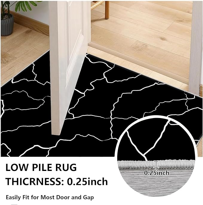 Abstract Rugs for Living Room - Modern Washable Area Rug, 5x6 Abstract Black and White Rug, Minimalist Rugs,Carpet Non Slip Home Decor