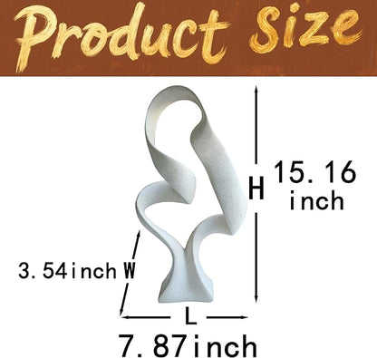 15" Modern Abstract Ribbon Decorative Sculpture, Knot Sculptures,Home Decor,Coffee Table Statues,Dining Living Room Desk Decor（Milky White）