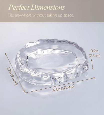 NiHome Clear Glass Jewelry Tray, Ring Dish and Trinket Holder for Women, Gift for Birthday, Anniversary, Christmas, or Valentine’s Day, Decorative Organizer for Vanity, Bathroom, or Bedroom