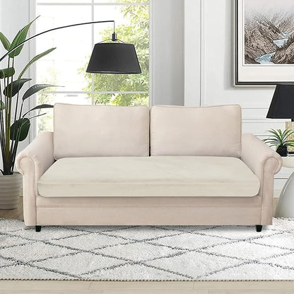 NAISI Couch Cushion Covers 1 Piece Velvet Stretch Loveseat Cover or 2 Seat Sofa Cover Soft Individual Couch Covers for Sectional Sofa(1 PC for 2-Seat Cushion or Loveseat,Cream)