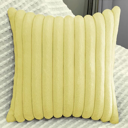 2 Pack 18x18 Pillow Cover Velvet Pillow Covers, Faux Fur Square Throw Pillow Covers for Living Room Decorations Throw Pillow Case, Throw Pillow Cover Cushion Cover for Sofa Bedroom Car, Lemon Yellow