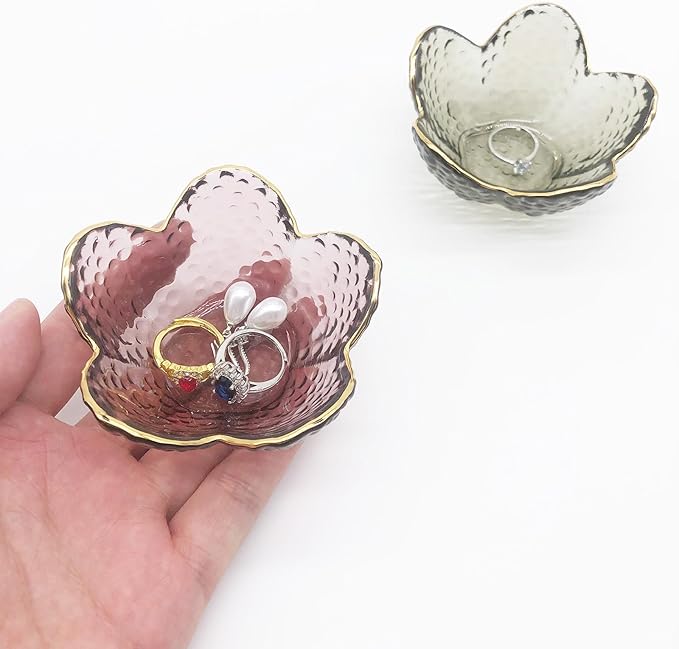 Small Ring Dish Jewelry Tray, Glass Jewelry Dish Trinket Bowl, Crystal Ring Holder Dish Jewelry Plate, Nightstand Decor Jewelry Holder Dish, Engagement Jewelry Bowl Dish for Rings, Earrings