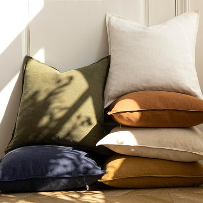 Foindtower Pack of 2, Decorative Linen Soild Throw Pillow Covers Soft Accent Cushion Case Boho Farmhouse Pillowcase for Chair Couch Sofa Bedroom Living Room Home Decor 20 x 20 Inch Orange Brown
