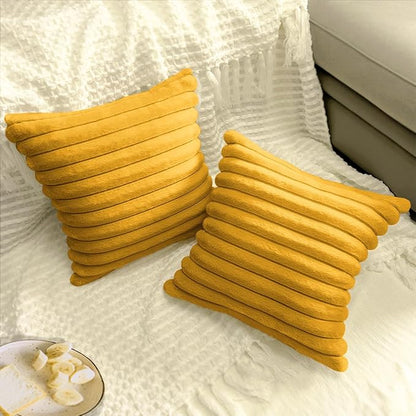 2 Pack Pillow Covers, 20x20 Faux Fur Square Throw Pillow Covers for Living Room Decorations Throw Pillow Case, Throw Pillow Cover Cushion Cover for Home Sofa Bedroom Car, Mustard Yellow