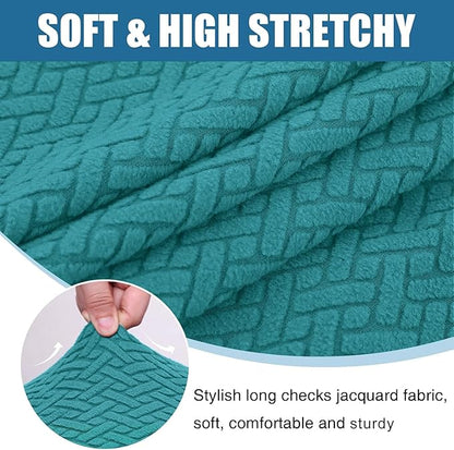 Smiry Waterproof Couch Cushion Covers, Stretch Jacquard Thick Sofa Cushion Covers, Washable Seat Slipcover Elastic Furniture Protector for Pets, Kid (3PC, Peacock Green)