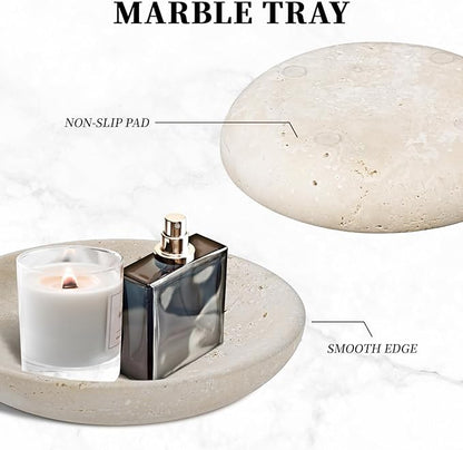 Turkish Natural Travertine Jewelry Dish, 5.5" Marble Tray, Trinket Dish for Ring Earring, Gift for Woman (Beige Travertine)