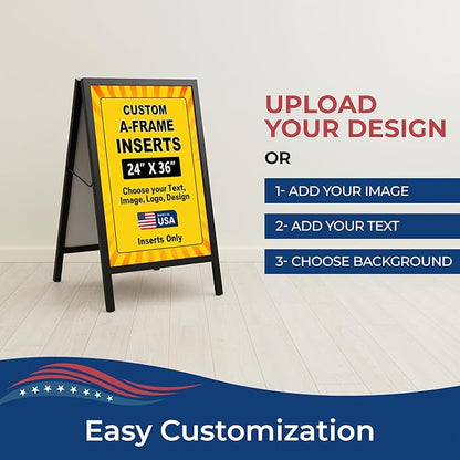 Custom A-Frame Sign Inserts by DeamController - Durable & Weather-Resistant Plastic Panels | Custom Print Inserts for Sidewalk Boards, Restaurants, Retail & Event Signage | 24"x36"