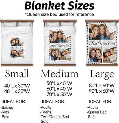 Gudina Personalized Birthday Gifts for Mom, Customized Custom Blanket with Photos Pictures Text to My Mom Gift from Daughter Son, Gifts for Mom Grandma Women