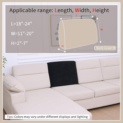 hyha Waterproof Couch Cushion Covers, Waterproof Sectional Couch Covers for Cushion Sofa for Pets, Stretch Sofa Slipcover Washable with Elastic Bottom(Back Cover M, Black)