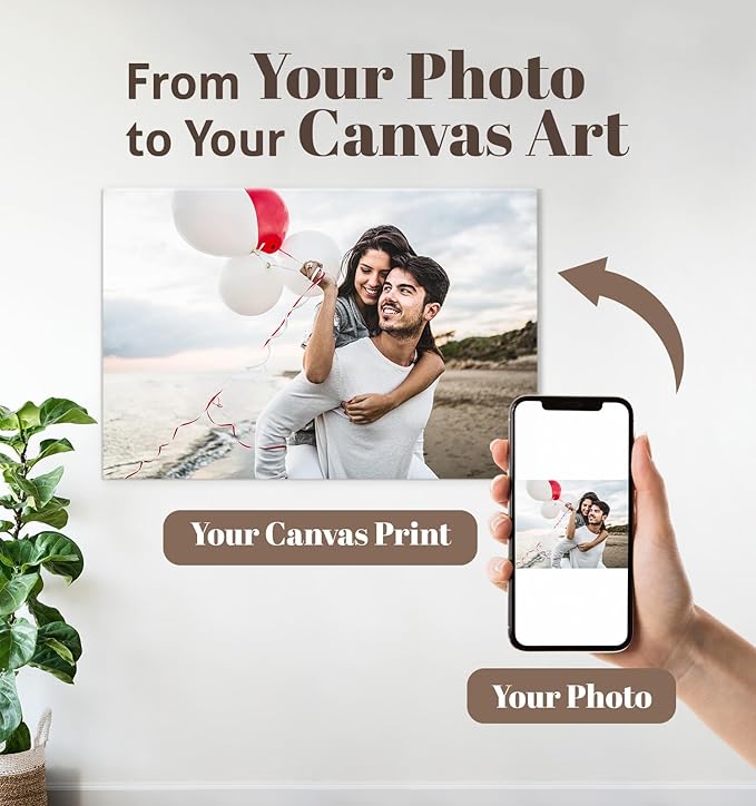 TreeDeal Custom Canvas Prints with Your Photos, Framed 48” x 32” Personalized Pictures Print, Customized Photo to Canvas Wall Art Ideal for Home Decor Gift Wrapping Pets Family Baby Wedding