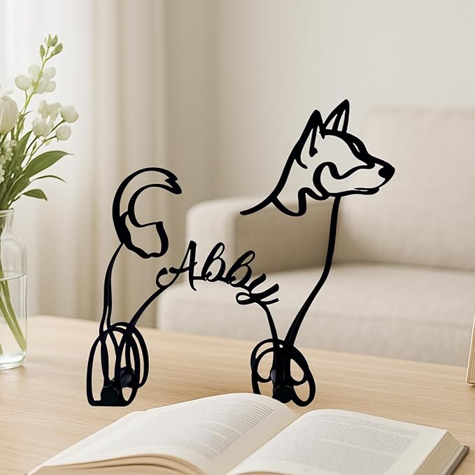 Personalized Rat Terrier Dog Minimalist Sculpture, Custom Pet Name Metal Desk Decor, Decorative Aesthetic Table Sign Gifts For Dogs Lovers, Kids Room, Home Office Decorations