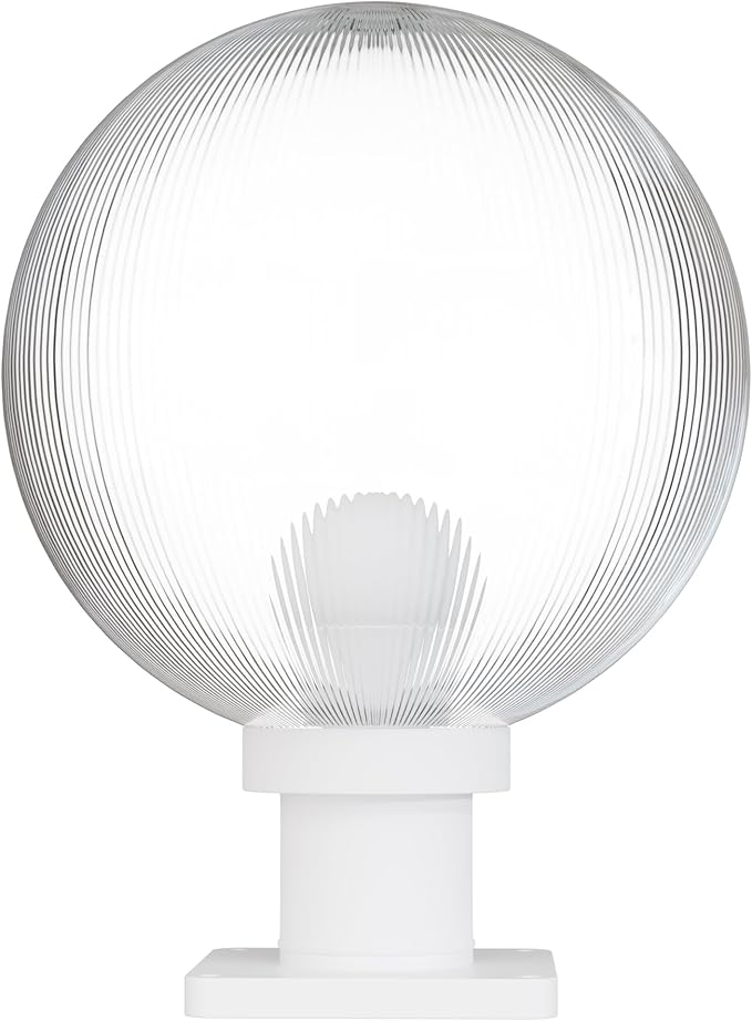 KASTLITE 12" Globe Pier Mount Outdoor Lighting with LED Lamp | UV & Waterproof Pillar & Column Lights | Deck Driveway Yard Patio & Garden Fixture | Made in USA | Prismatic Cover, White Basic Base
