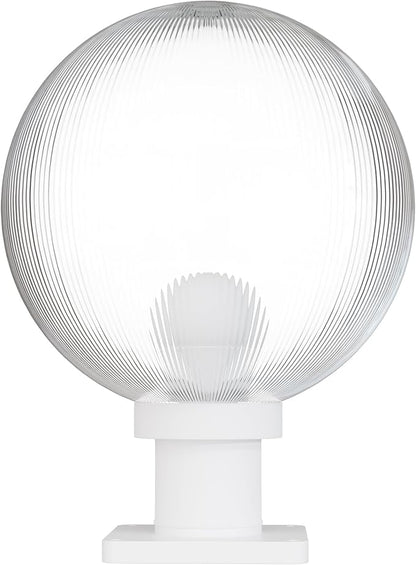 KASTLITE 12" Globe Pier Mount Outdoor Lighting with LED Lamp | UV & Waterproof Pillar & Column Lights | Deck Driveway Yard Patio & Garden Fixture | Made in USA | Prismatic Cover, White Basic Base