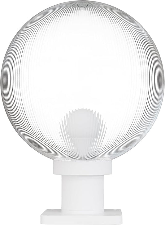 KASTLITE 12" Globe Pier Mount Outdoor Lighting with LED Lamp | UV & Waterproof Pillar & Column Lights | Deck Driveway Yard Patio & Garden Fixture | Made in USA | Prismatic Cover, White Basic Base