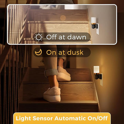 L LOHAS LED Night Light, Night Lights Plug into Wall, Dimmable Nightlight with Auto Light Sensor, 3000K Warm White 0-100LM, Plug in Night Light for Hallway Bedroom Bathroom