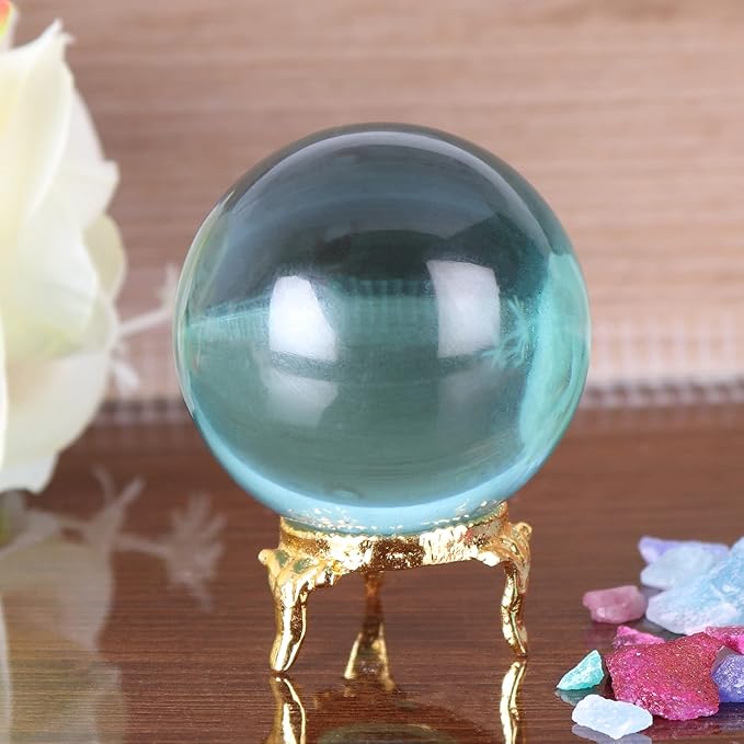 GEMHUB Natural Polished Healing Obsidian Crystal Chakra Stone Sphere Reiki Gemstone Ball for Decoration and Feng Shui (Aqua Obsidian)