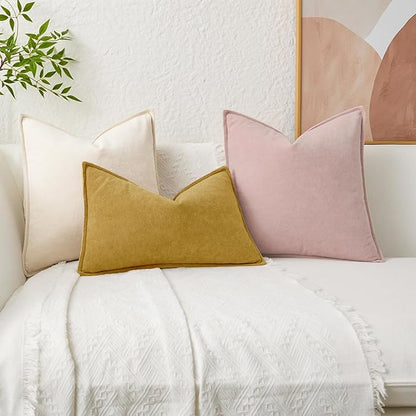Kevin Textile Waterproof Decorative Pillow Covers Mustard Yellow 16x16 Inch Pack of 2 Soft Boucle Textured Throw Pillowcases Elegant Accent Pillows for Couch Sofa Chair Bed Home Decor Indoor Outdoor