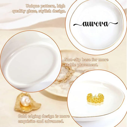 JoycuFF Aurora Personalized Name Ceramic Jewelry Tray, Mothers Day Christmas Anniversary Engagement Birthday Gifts for Women Couples, Trinket Dish for Rings Earrings Necklaces Bracelets Keys
