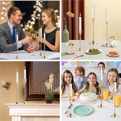 French Gold Candlestick Holders Set of 6, Metal Taper Candle Holders, Classic Decorative Candle Stick for Christmas, Wedding, Party, Dinner Tables,Home Décor