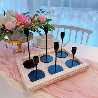 Black Taper Candle Holders for Wedding Table Centerpiece,Tall Taper Candlestick Holders Bulk Set of 6,Metal Candle Stick Holder Decor for Table or Mantel Centerpiece, Dinning, Party Home Decor