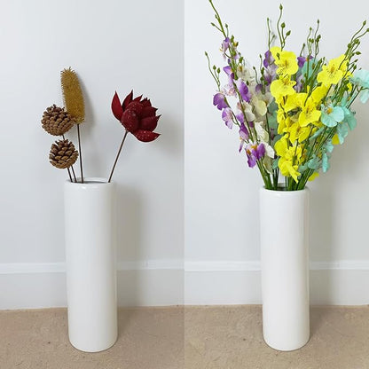 12Inch Tall White Ceramic Flower Vase,Home Decor White Vases for Pampas Grass,Textured Modern Vases for Living Room Decorations,Table Centerpieces,Shelf,Farmhouse Small Ceramic Vase
