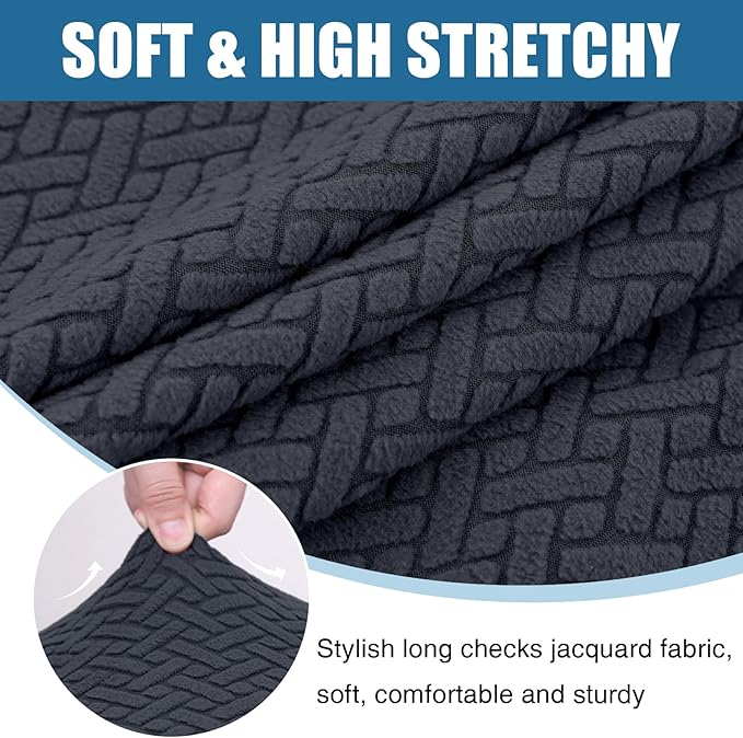 Smiry Waterproof Couch Cushion Covers, Stretch Jacquard Thick Sofa Cushion Covers, Washable Seat Slipcover Elastic Furniture Protector for Pets, Kid (Back Cover M, Dark Grey)
