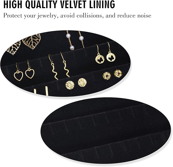 Earring Organizer Tray, Jewelry Tray with Lid, Earring Storage Box, and Jewelry Display Case, Keep Your Earrings Organized and Secure with This Stylish and Functional Earring Tray (Black)